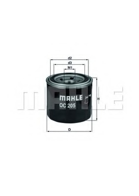 Mahle/Knecht OC 205 Фильтр масляный HYUNDAI/KIA/MAZDA/MITSUBISHI/NISSAN
